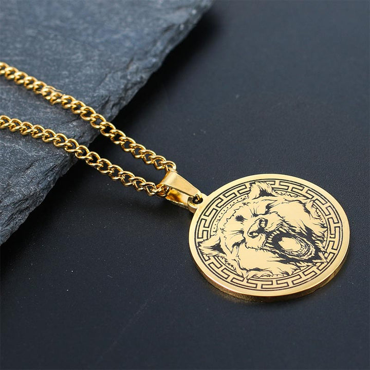 Colgante de protección de collar de cadena de acero de titanio animal con Buddha Stones