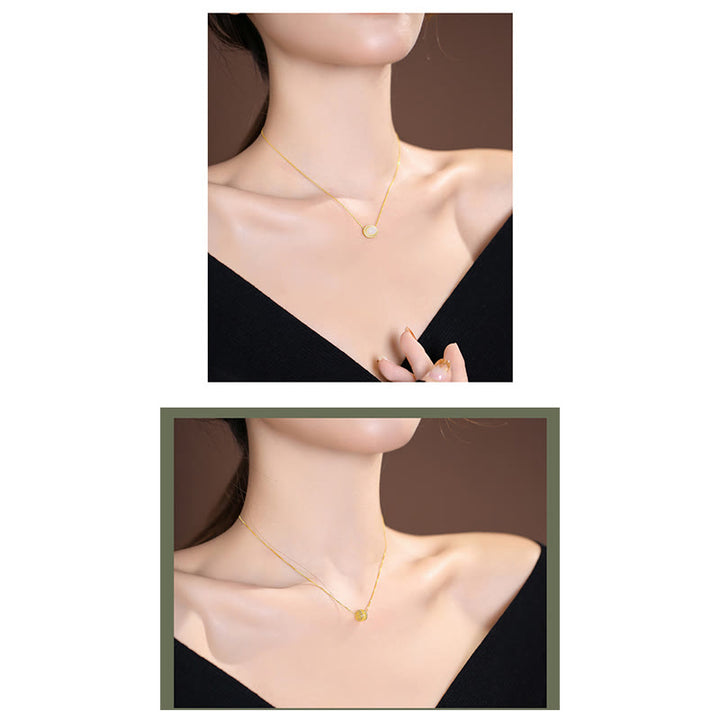 Plata de Ley 925 Natural Hetian Jade cian Jade suerte riendo Buda mariposa collar colgante - image 32