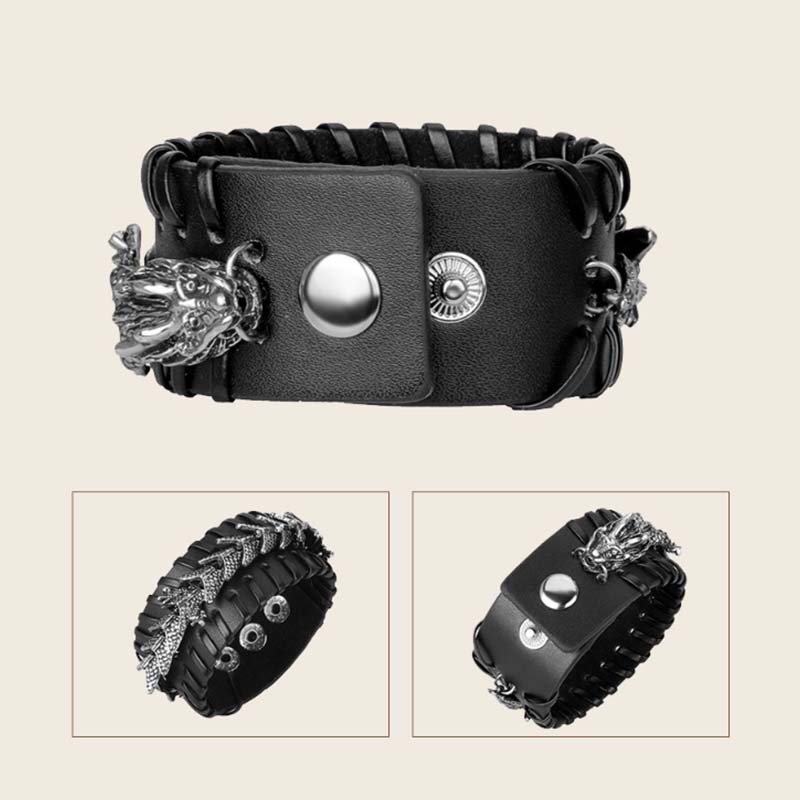 Pulsera de tejido de protección de cuero de dragón