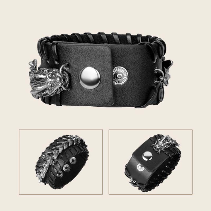 Pulsera de tejido de protección de cuero de dragón