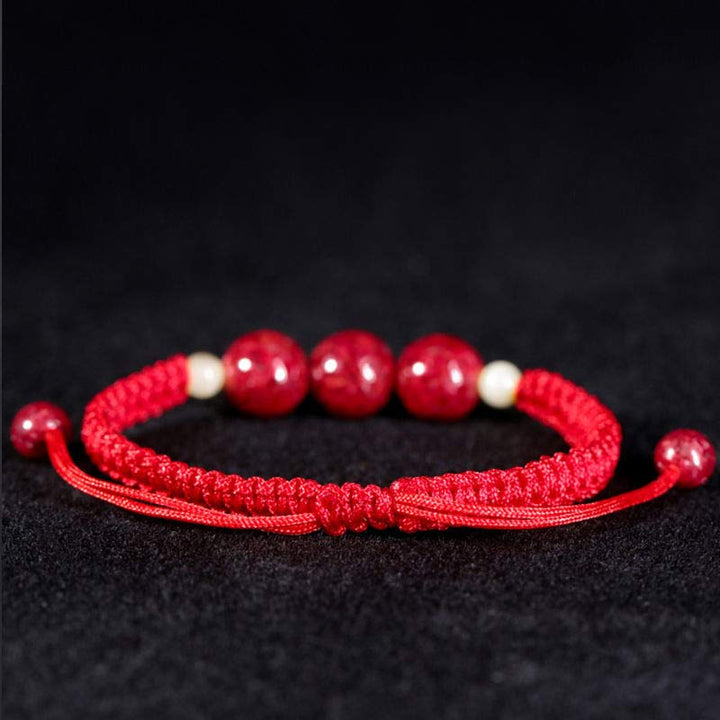 Pulsera de hilo rojo con bendición de cinabrio de Buddha Stones para niños