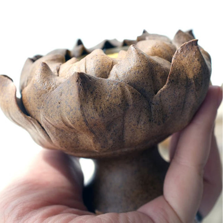 Quemador de incienso de cerámica con diseño de flor de loto y Buddha Stones , decoración para el hogar