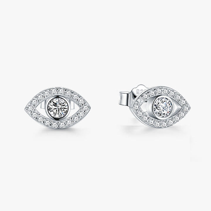 Pendientes de plata de ley 925 con Buddha Stones con símbolo del mal de ojo