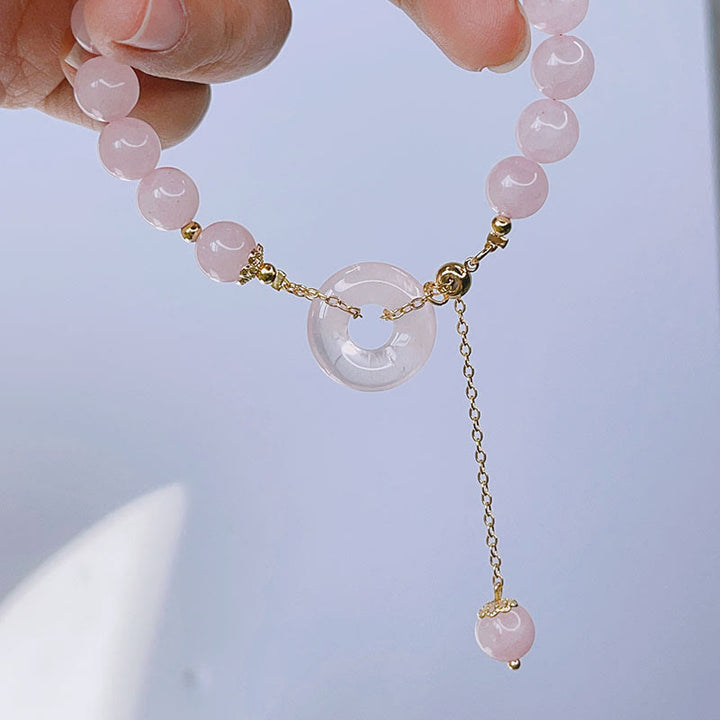 Pulsera con dije de amor con hebilla de paz y cristal rosa natural con Buddha Stones - image 2