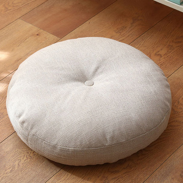 Cojín de asiento de meditación de lino con diseño Simple de loto, decoración para el hogar y la sala de estar - Desmontable - 40 cm x 10 cm - Beige - image 7