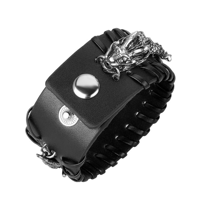 Pulsera de tejido de protección de cuero de dragón