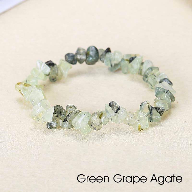 Pulsera calmante de calidez de piedra de cristal de forma irregular natural - Ágata de uva verde (circunferencia de la muñeca: 15-18 cm) - image 52