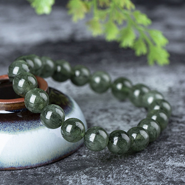 Pulsera de riqueza de bendición de cristal verde natural con Buddha Stones