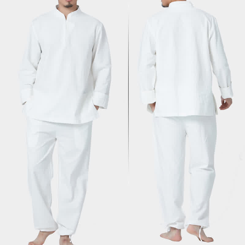 Conjunto de ropa de lino y algodón para hombre, meditación Zen espiritual, Buddha Stones, Yoga, práctica de oración