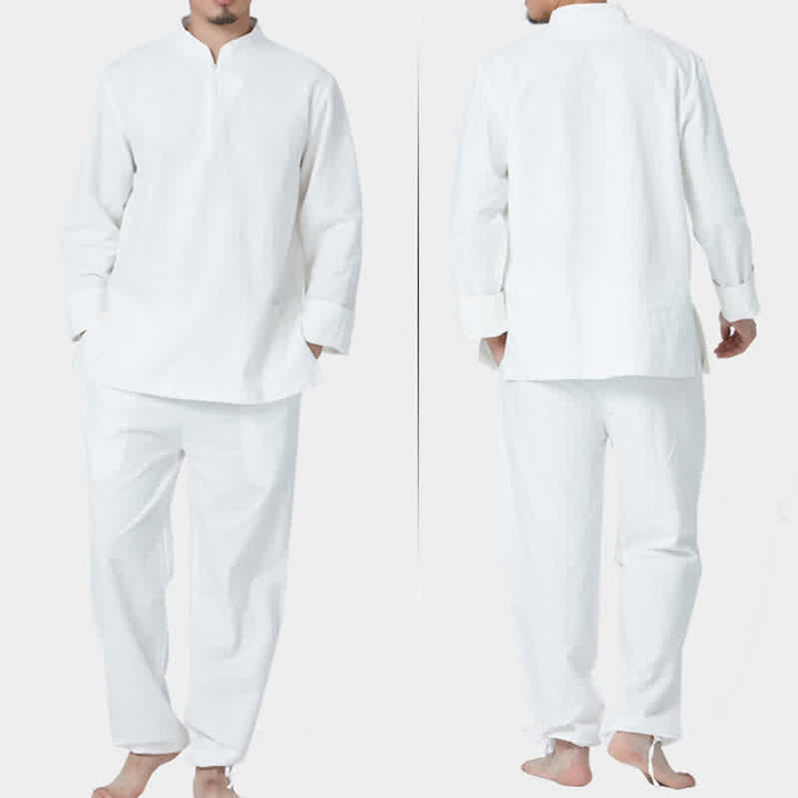 Conjunto de ropa de lino y algodón para hombre, meditación Zen espiritual, Buddha Stones, Yoga, práctica de oración