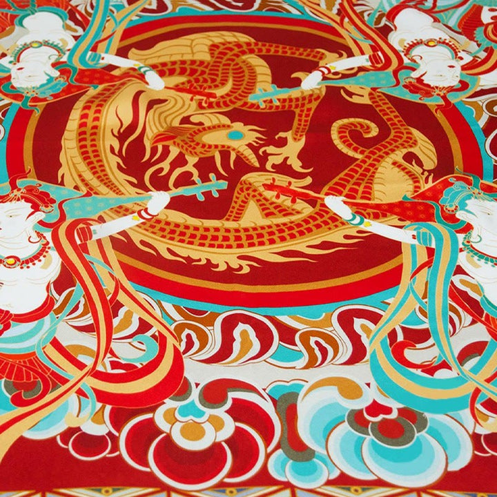 Buddha Stones Dunhuang rebote Pipa frescos voladores 100% bufanda de seda de morera chal Dunhuang de grado premium 6A