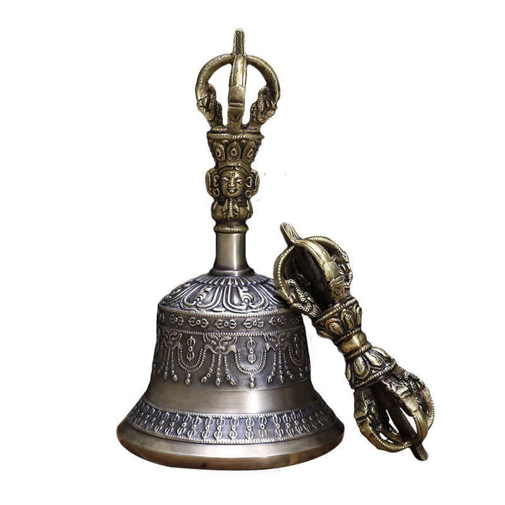 Campana de meditación tibetana y juego de decoración de iluminación de cobre Vajra Dorje