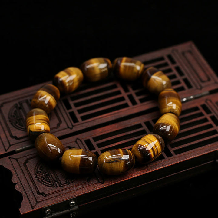 Pulsera de fuerza de voluntad de integridad de piedra de ojo de tigre natural de Buddha Stones