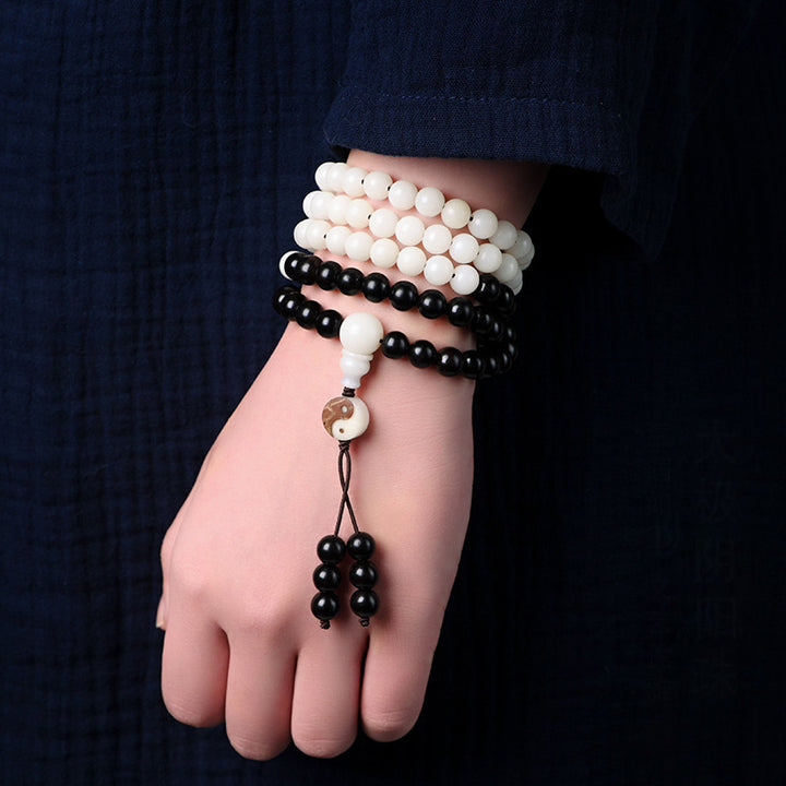 Collar Protección YinYang Ébano Buddha Stones Mala