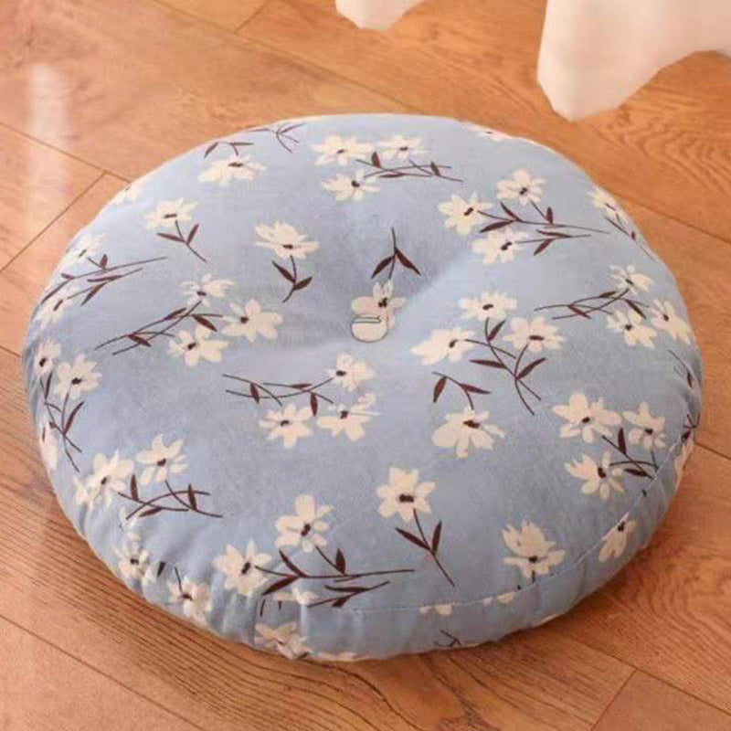 Cojín de asiento de meditación de lino con diseño Simple de loto, decoración para el hogar y la sala de estar - Desmontable - 40 cm x 10 cm - Cian claro - image 25
