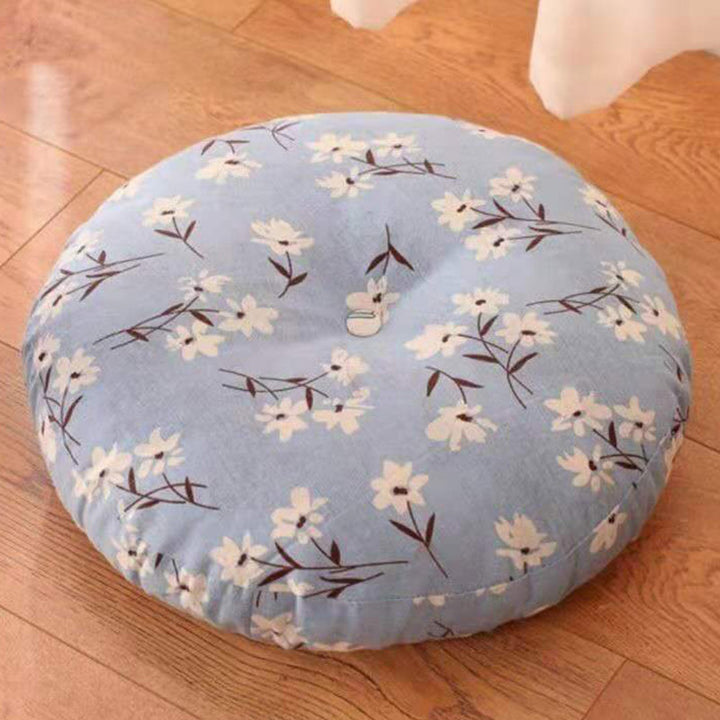 Cojín de asiento de meditación de lino con diseño Simple de loto, decoración para el hogar y la sala de estar - Desmontable - 40 cm x 10 cm - Cian claro - image 25