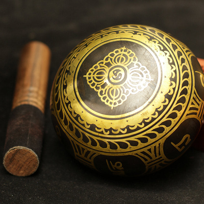 Cuenco con sonido de meditación tibetana, Buddha Stones , hecho a mano, para curación y atención plena, protección, juego de cuencos para cantar
