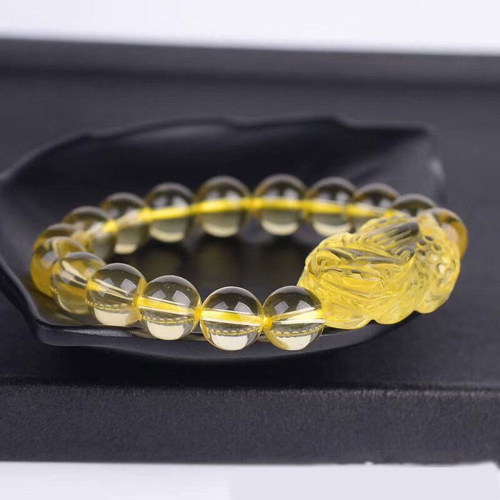 Pulsera elástica de citrino natural Pi Xiu