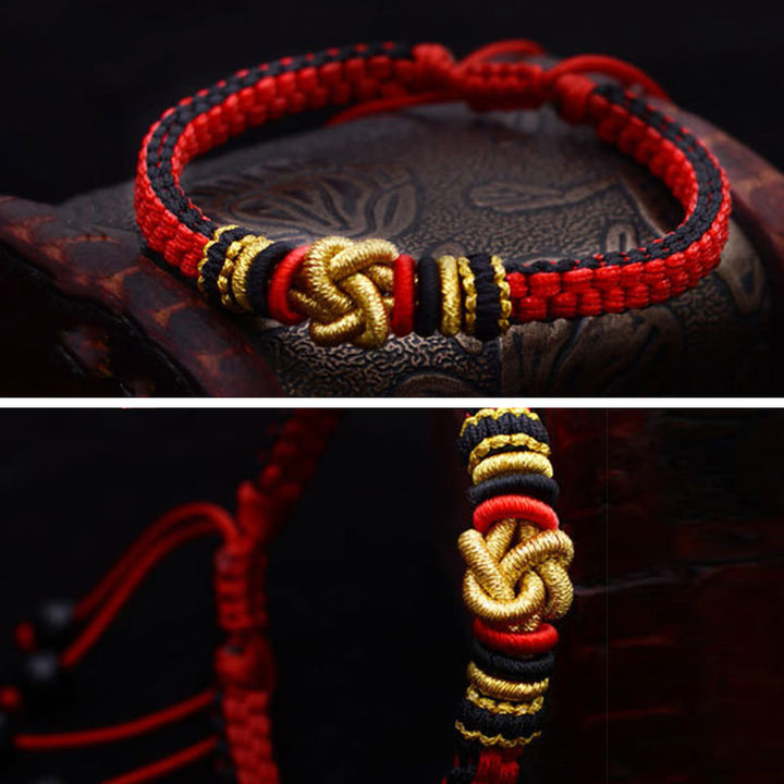 Pulsera hecha a mano con Buddha Stones, cuerda colorida, nudo de amor verdadero, suerte