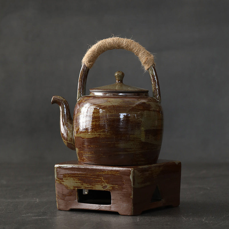 Tetera de kungfú de cerámica de té chino Gongfu marrón Retro de Buddha Stones 700ml con Base