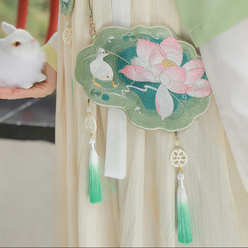 Buddha Stones suerte bordado loto Koi pez conejo flor Hanfu bolso bandolera bolso de hombro