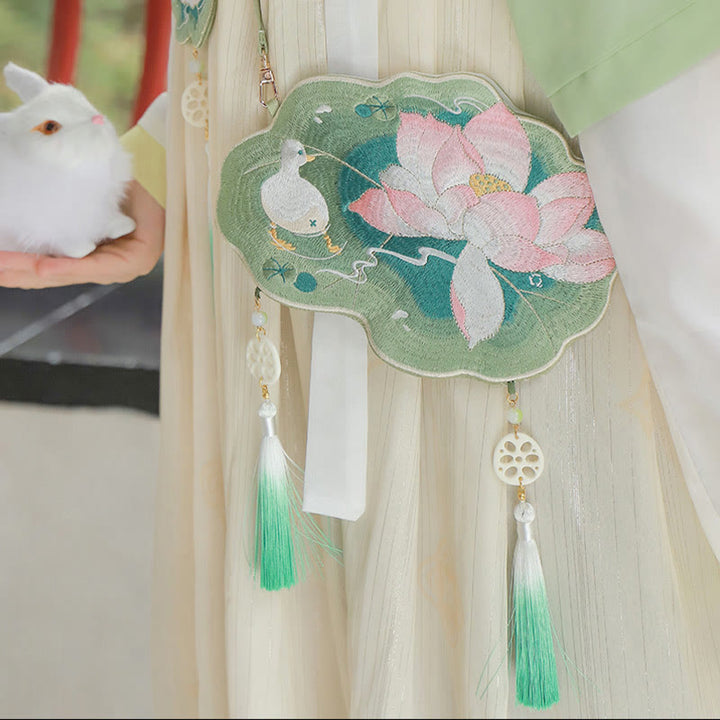 Buddha Stones suerte bordado loto Koi pez conejo flor Hanfu bolso bandolera bolso de hombro