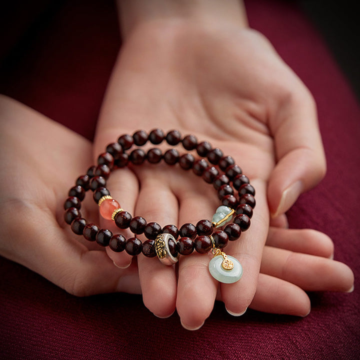 Buddha Stones Zodíaco Chino Buda Natal Hoja Pequeña Sándalo Rojo Jade Ágata Roja PiXiu Sooth Pulsera