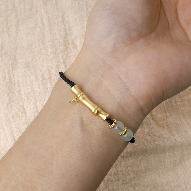 Pulsera trenzada de fuerza de la suerte con diseño de bambú de Buddha Stones