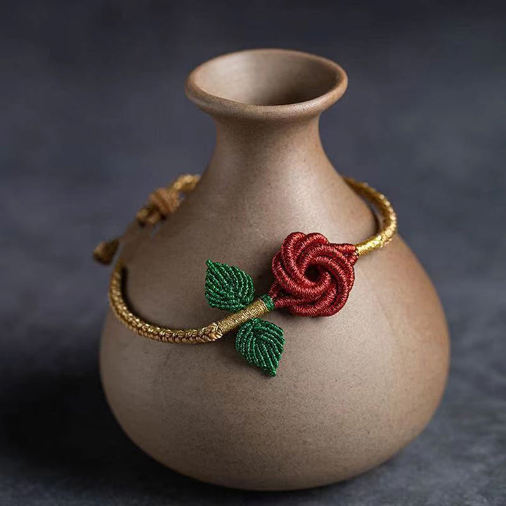Pulsera hecha a mano con Buddha Stones, cuerda de flor rosa, ocho hilos, nudo de paz, suerte