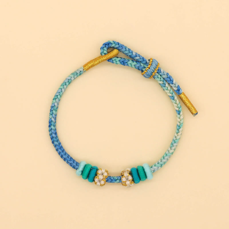 Pulsera trenzada de cuerda de la suerte con nudo de paz de ocho hilos hecha a mano con Buddha Stones - image 11