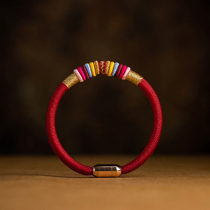 Pulsera trenzada con hebilla magnética hecha a mano con nudo King Kong tibetano de Buddha Stones
