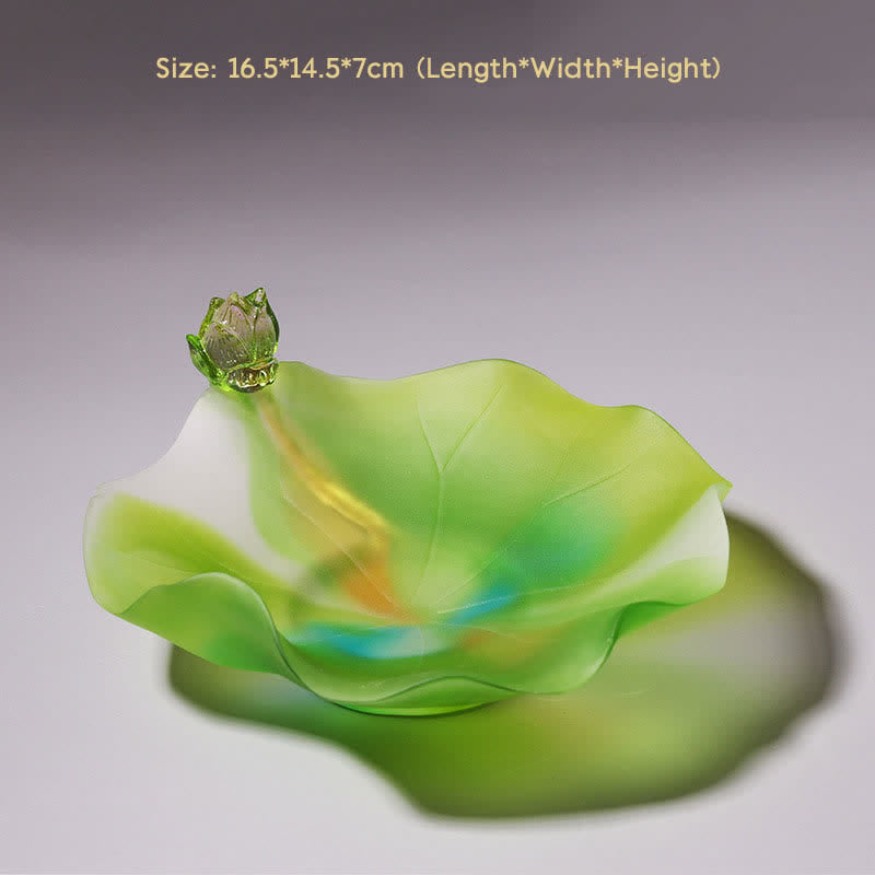 Pieza de arte de cristal Liuli hecha a mano de loto Feng Shui, decoración para el hogar y la Oficina - Plato de ofrendas - image 7