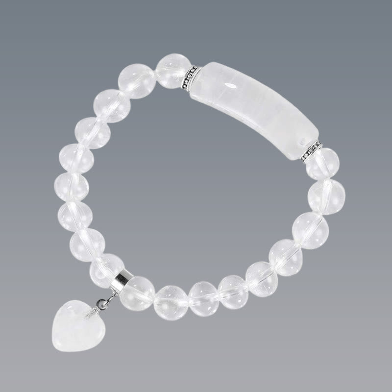 Pulsera de cuentas curativas de corazón de amor de cuarzo natural con Buddha Stones