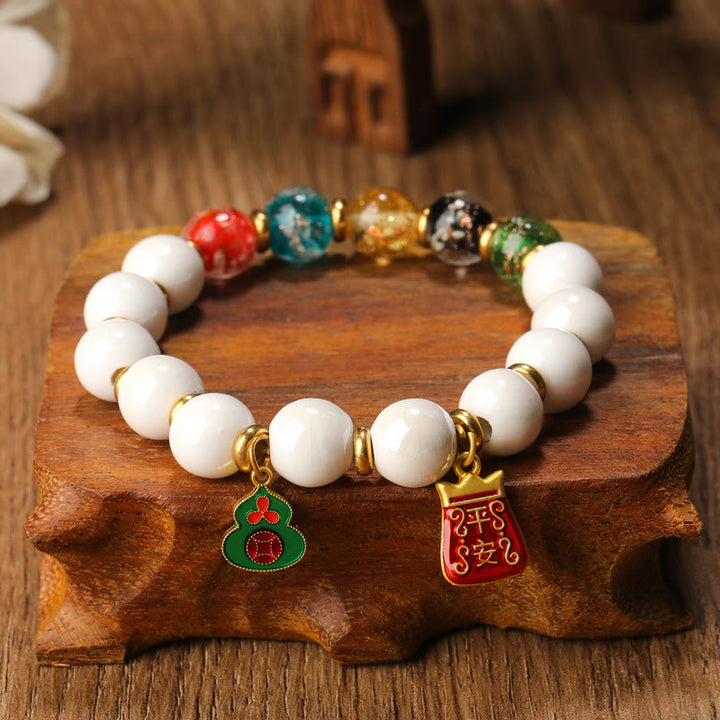 Buddha Stones, incienso tibetano, ceniza de porcelana, luminosa, fluorescente, Liuli, cuentas de cristal, calabaza, moneda de cobre, pulsera de la paz