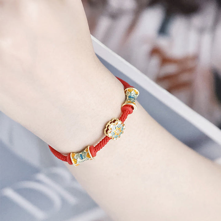 Pulsera de cuerda roja de nuevo comienzo con tambor de loto de Plata de Ley 925 de Buddha Stones Dunhuang - image 8