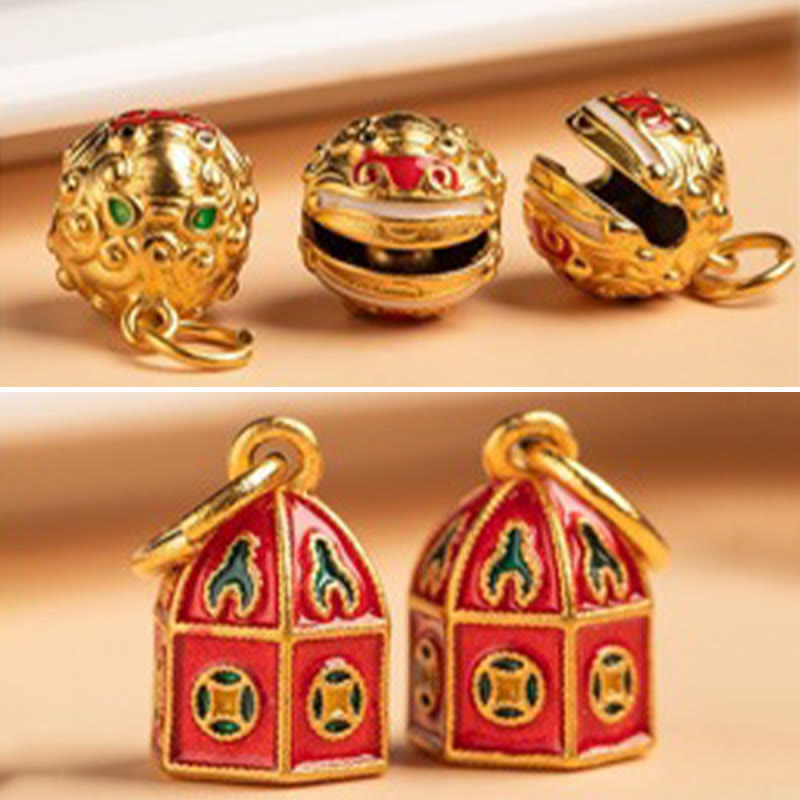 Llavero de cobre con Buddha Stones, nada que sea supersticioso, león bailando, riqueza