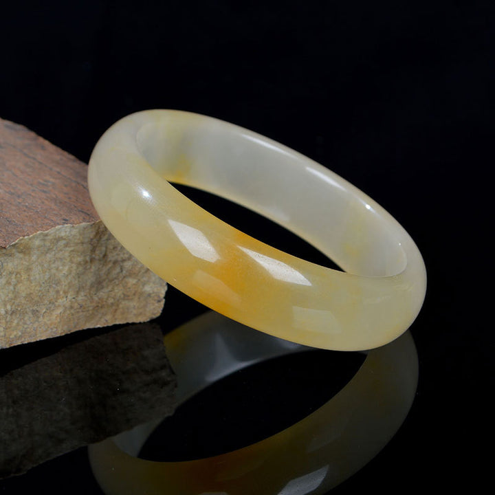 Brazalete de pulsera de riqueza de suerte de jade de seda dorada natural