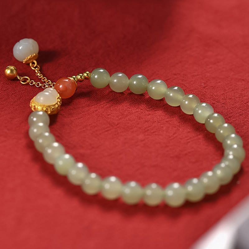 Pulsera de la suerte de la abundancia del loto de la calabaza del jade hetiano de plata de ley 925 - image 8