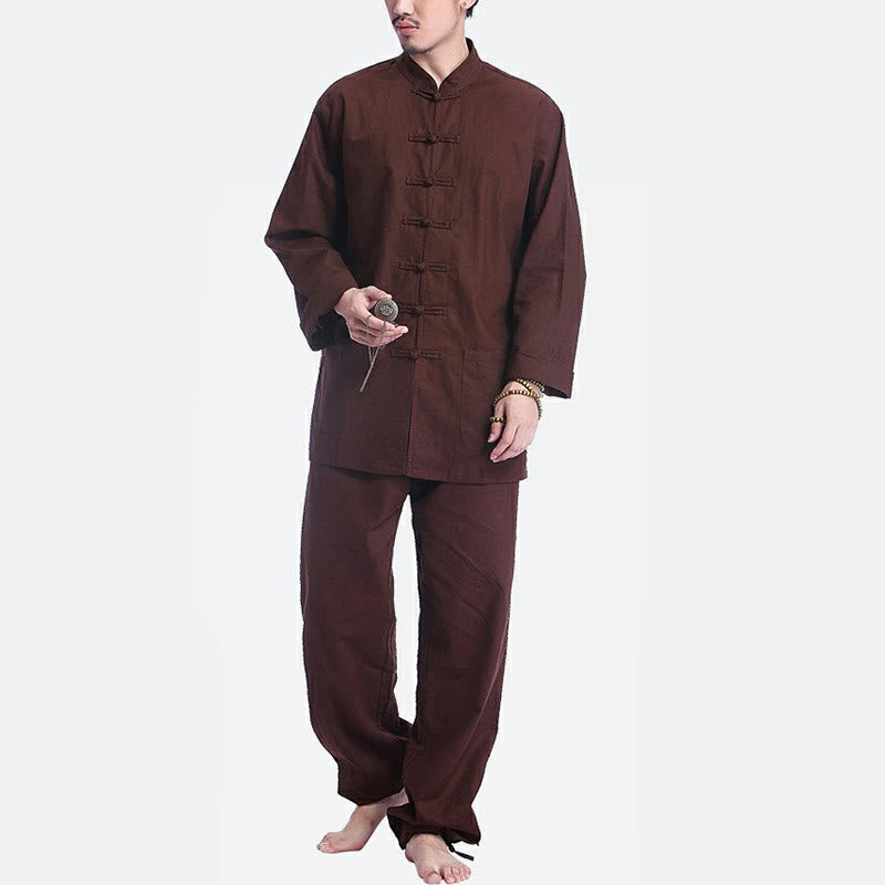 Conjunto de ropa para hombre, diseño de botones de rana china, Buddha Stones , meditación, oración, algodón, lino, espiritual, Zen, práctica de Yoga - image 14