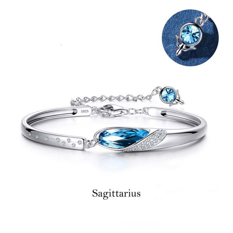 Pulsera con dijes de las 12 constelaciones del zodíaco de cobre bañado en plata 925 con Buddha Stones