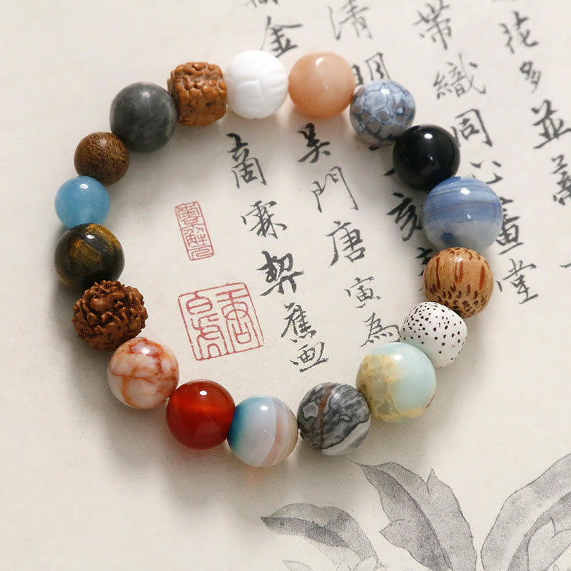 Buddha Stones, semilla de Bodhi Natural, piedra de cristal, ágata, pulsera para mantener alejados los espíritus malignos