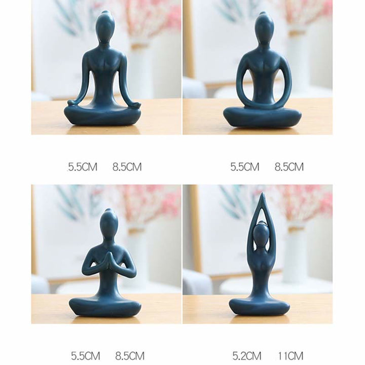 Decoración espiritual de la escultura de la estatuilla de la cerámica del ejercicio de la meditación del yoga abstracto