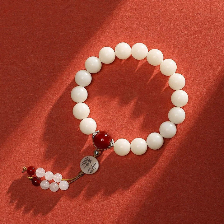 Buddha Stones, semilla de Bodhi, ágata roja, obsidiana negra, cristal rosa, Cuarzo rutilado, pulsera Mala de muñeca de la paz