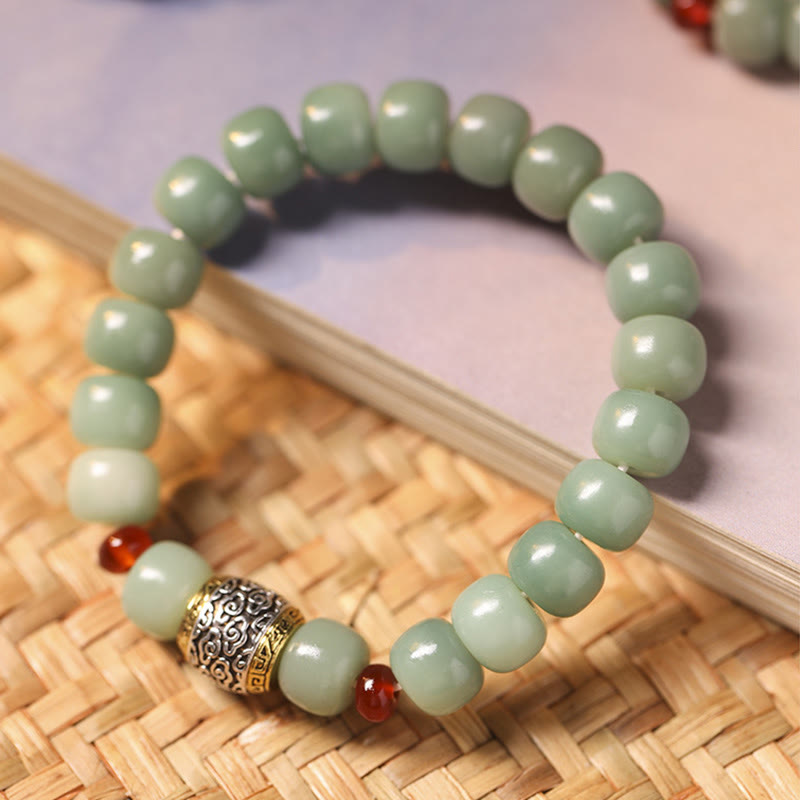 Pulsera de paz con cuentas de carácter Fu de nube auspiciosa de semillas Bodhi de Buddha Stones