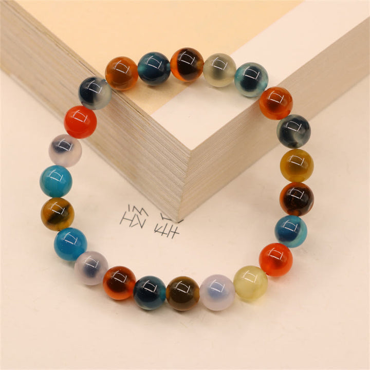 Pulsera colorida de cuentas de fuerza curativa de ágata de caramelo