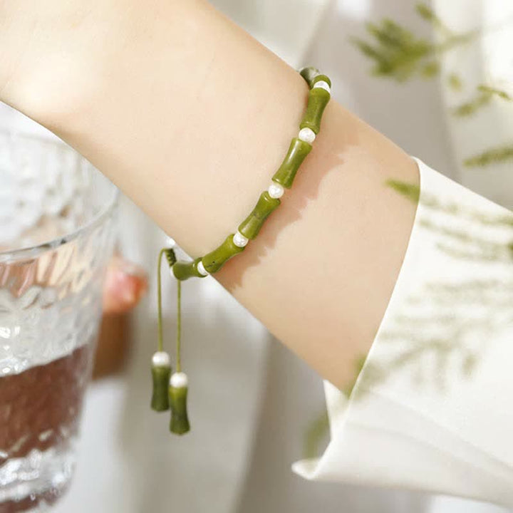 Pulsera de la paz del amor del patrón de bambú del peridoto natural de las Buddha Stones