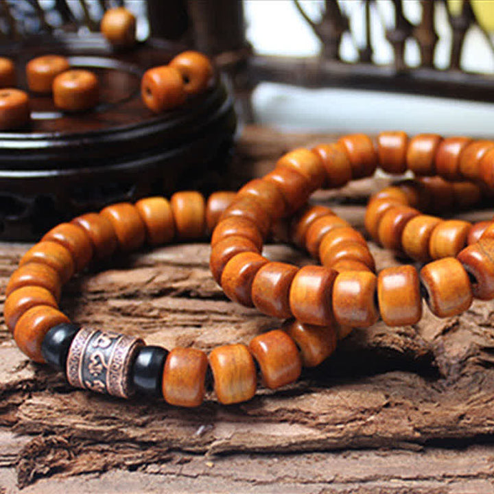 Pulsera de fuerza Om Mani Padme Hum con cuentas de hueso tibetano de piedras de Buddha Stones