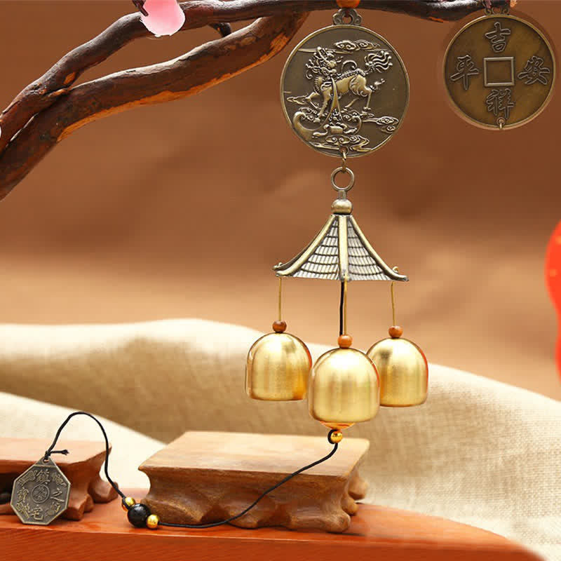 Feng Shui-moneda de cobre, pez Koi, Bagua Kirin, campana de viento, decoración colgante de pared de la suerte - Kirin - image 5