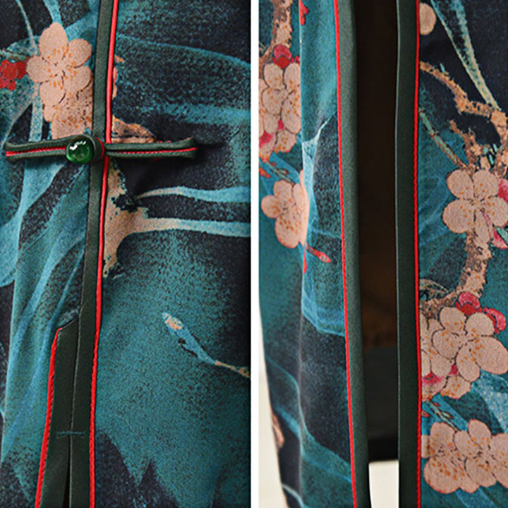 Vestido Cheongsam con estampado de flores rosas vintage de Buddha Stones vestido Qipao para mujer - image 8