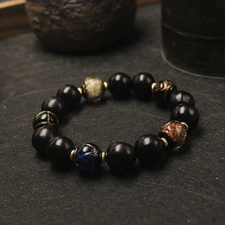 Pulsera de riqueza con cuentas de cristal de Liuli, ceniza de incienso occidental, Buddha Stones